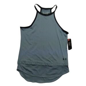 Under Armour Fitted Tank Top HeatGear Athletic Racerback Gray/blue Medium‎ NWT